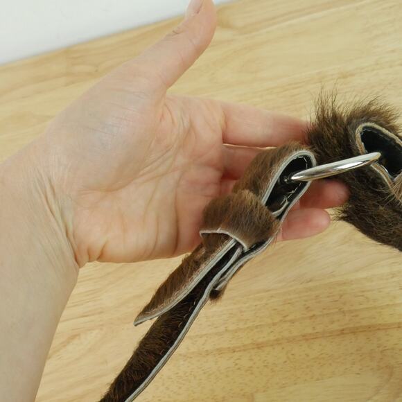Cow Hide Fur Western Belt 30\